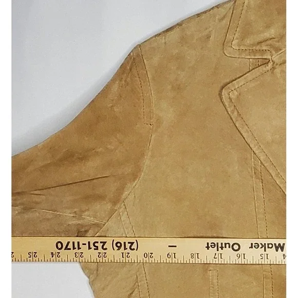 Jones NY Suede Blazer Jacket Womens XL Tan Leather Button Up Classic - Picture 7 of 11